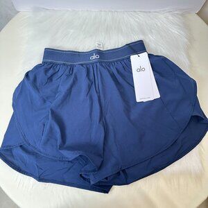 Alo Royal Blue Double-Layer Athletic Shorts, Women's Size S